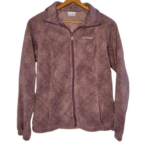 Columbia Women's Fleece Purple / Plum Jacket with Diamond Pattern Size S EUC